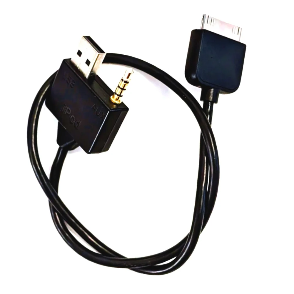 iPod 30-Pin USB + AUX Combo Cable – Power & Audio – Black